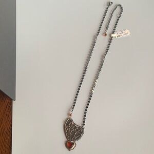 Chic 918 SS and Black Butterfly Necklace with mandarin Garnet